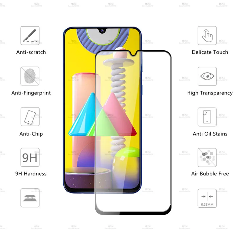 2-in-1 camera protector on sumsung m31 tempered glass for samsung galaxy m 31 sm-m315f 9D safety glasses film samsungm31 |