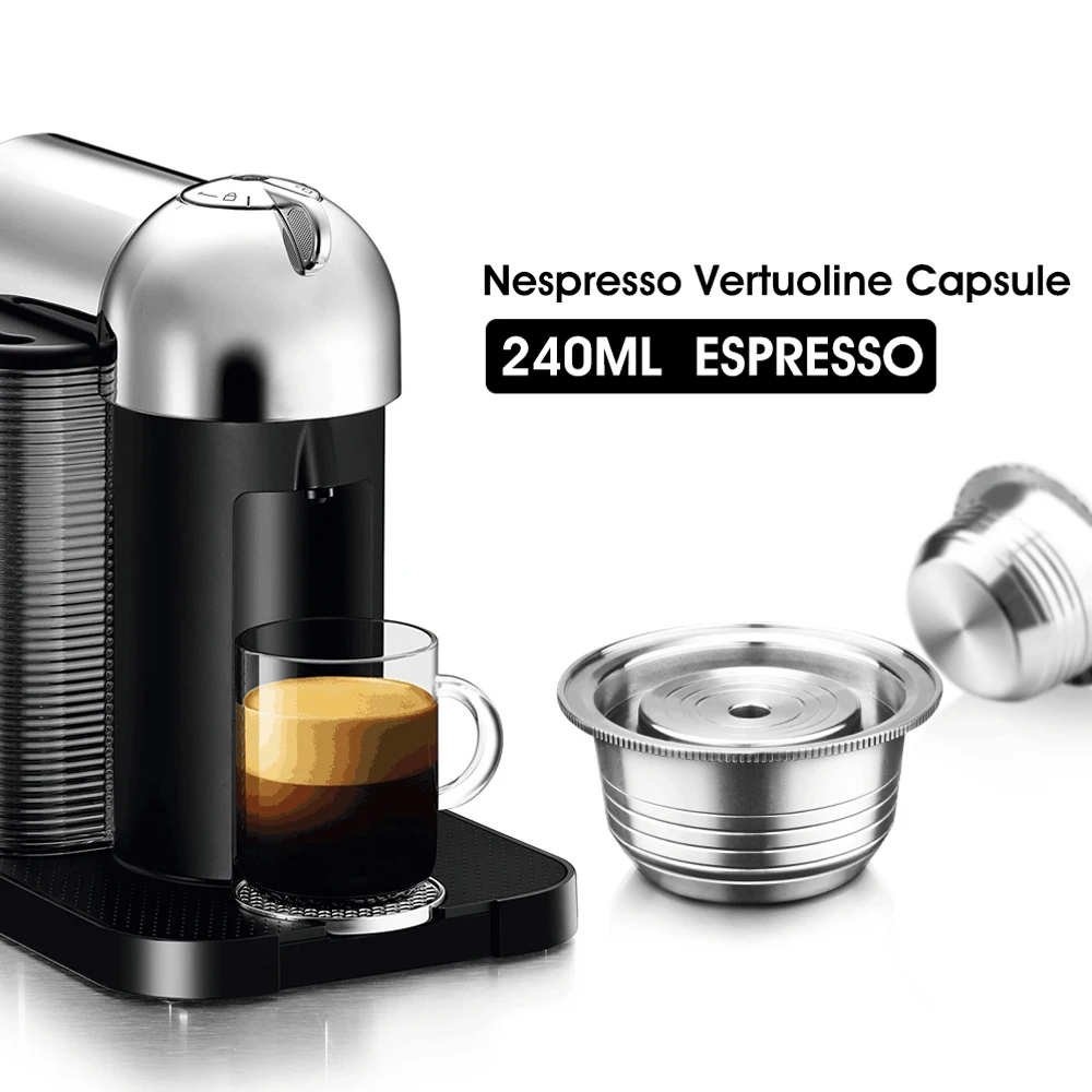 

ICafilasStianless Steel Reusable Big CUP (G2) Vertuo Coffee Capsule Filter Espresso For Nespresso Vertuo GCA1& Delonghi
