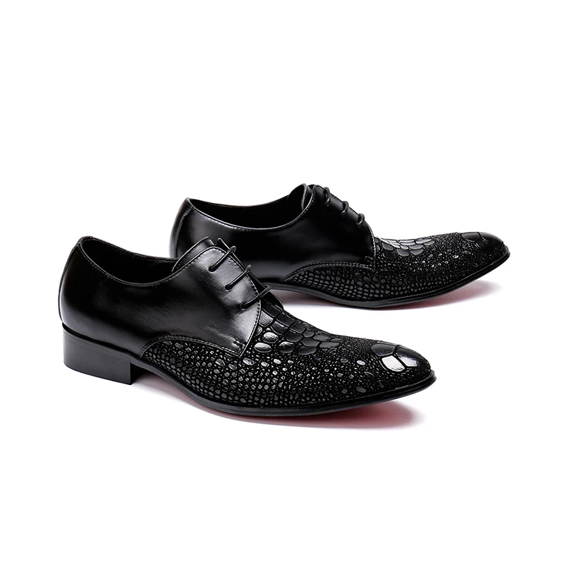Новые Мужские модельные туфли из натуральной кожи с узором черных камней модные