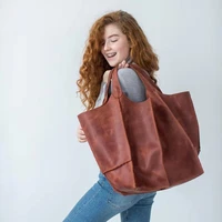 vintage womens big tote handbag soft leather shopper bags casual retro female shopping large capacity brown hand bag 2021 new
