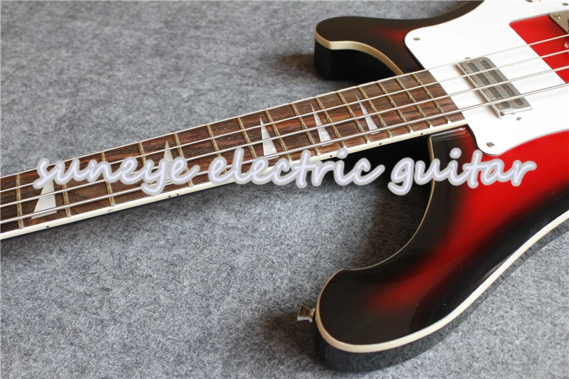 

Custom Shop 4 Strings Rick Electric Bass Guitar Black & Red Glossy Finish Electric Bass Guitar 4 Strings With Chrome Hardware