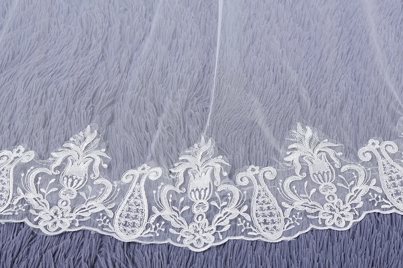 

New Arrival Lace Edge cathedral wedding veil 2021 Sexy Bridal veil within Comb Velos de novia largos Welon dlugi Welon ivory