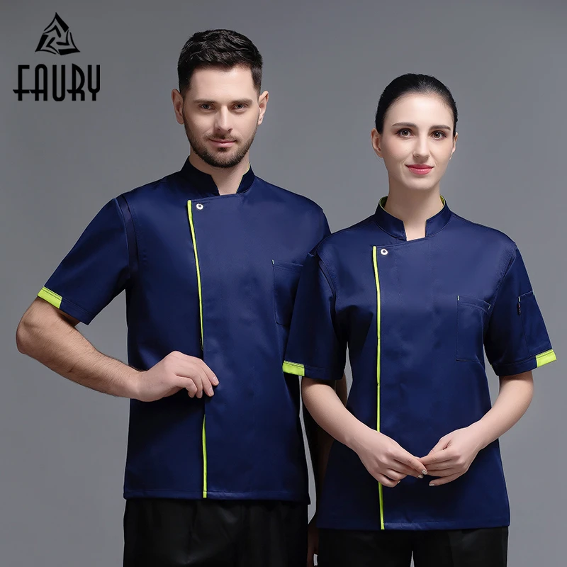 

Professional Short Sleeve Chef Uniform Food Service Cook Jacket Kitchen Work Clothes Pastry Bakery Restaurant Cooking Overalls