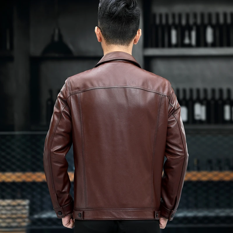 

JCHB 2021 100% Genuine Leather Jacket Men Short Cowhide Coat Spring Autumn Mens Jackets and Coats Plus Size 5xl Hommes Veste Pp