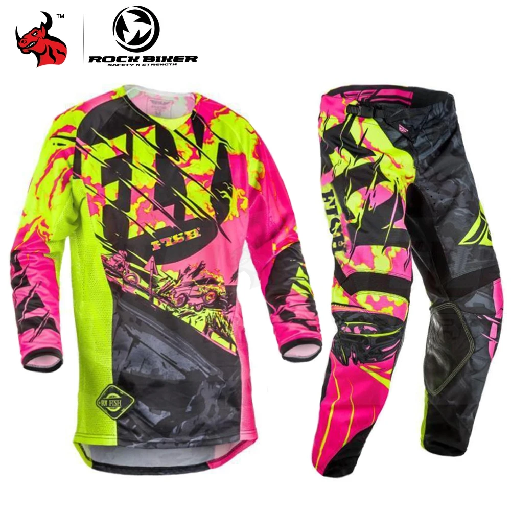 

Summer Motocross Jacket Suit Men Riding Motorbike Jersey + Pants Chaqueta Moto Summer Racing Motorcycle Jacket Set Breathable