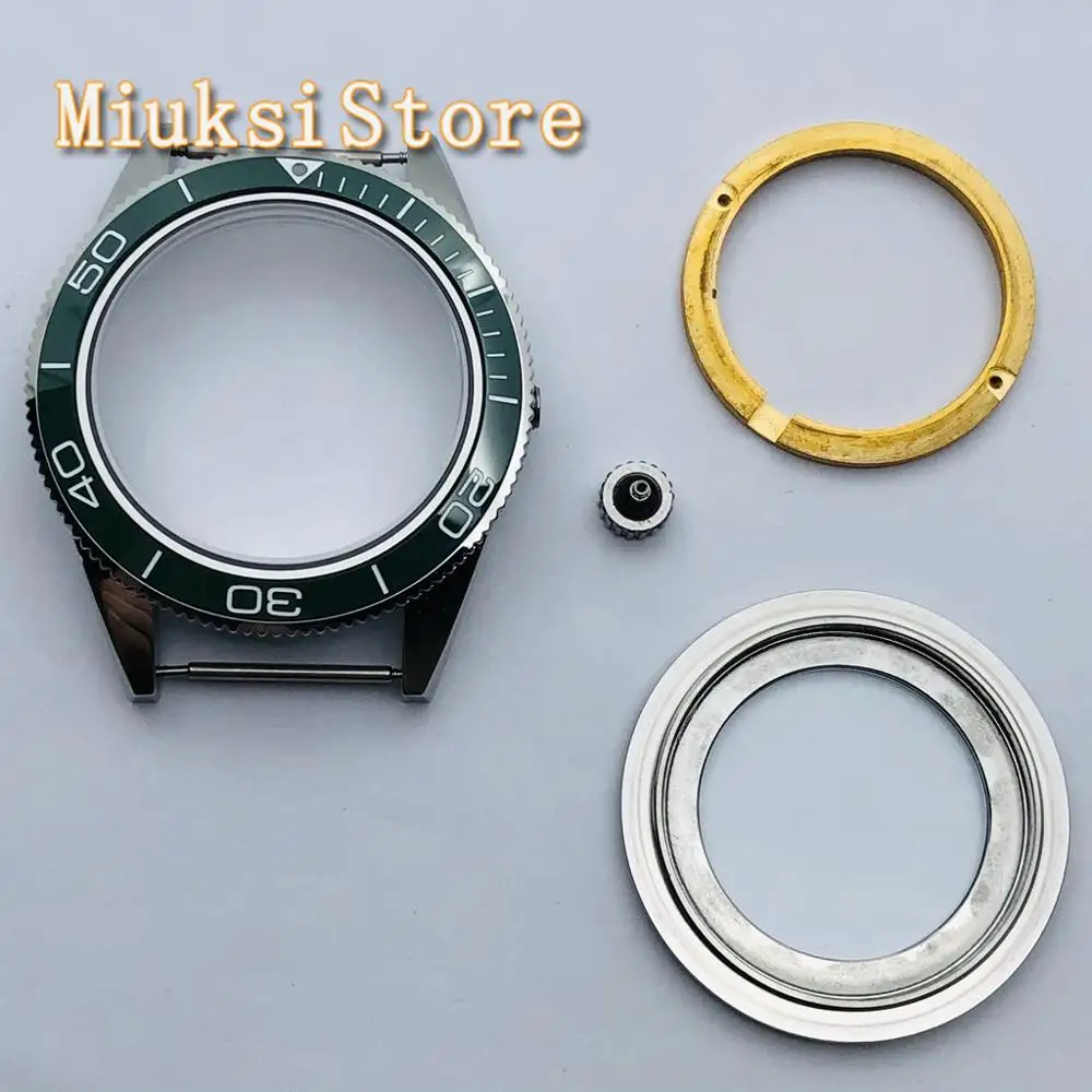 Силиконовый чехол 41 мм с сапфировым стеклом зеленая керамическая рамка подходит