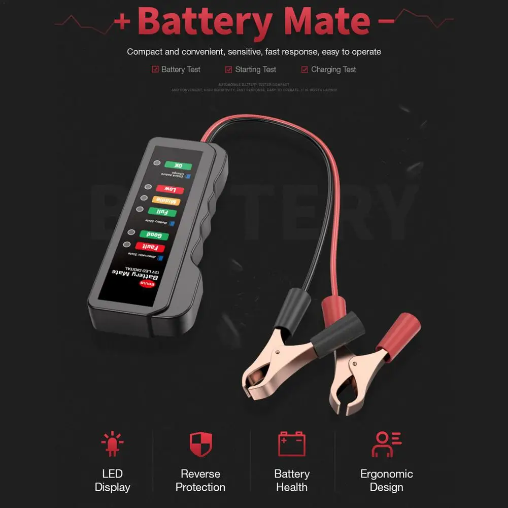 

Mini 12V Car Battery Mate Tester Auto Checker Alternator State Digital LED Lights Display Diagnostic Tool