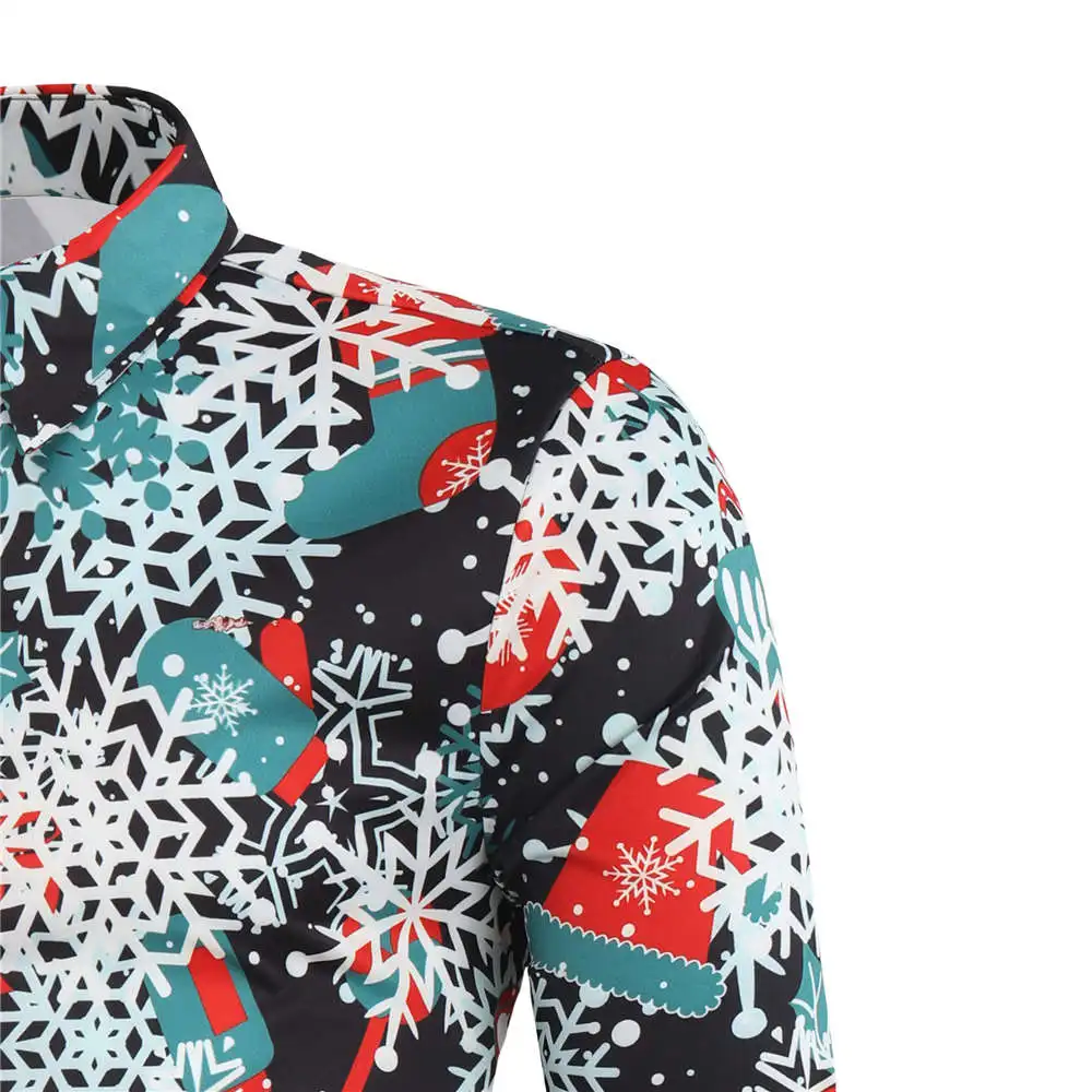 Мужская Рождественская рубашка camisa masculina 2019 мужская повседневная на пуговицах