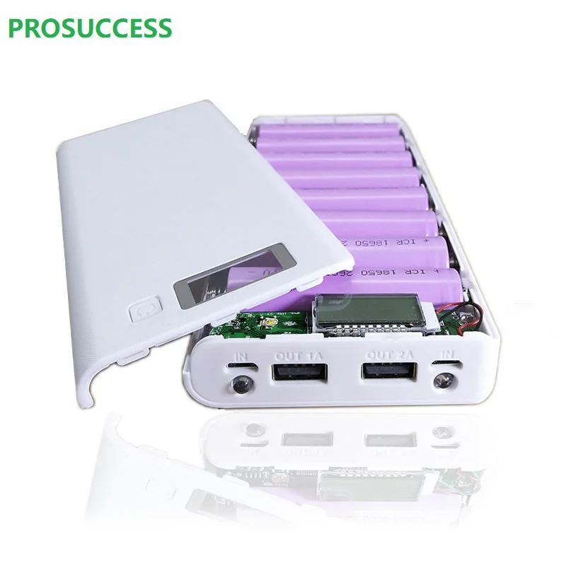 

2021 New DIY 8pcs 18650 3.7V Li-ion Powerbank With Two USB Output LCD Display for Phone Charger Without Battery