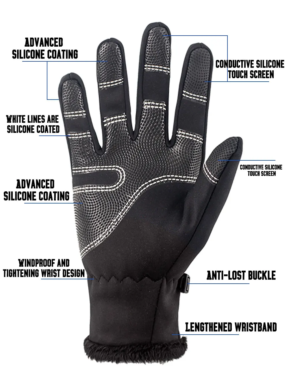 Перчатки унисекс из силикагеля теплые зимние варежки с Thinsulate подкладкой для