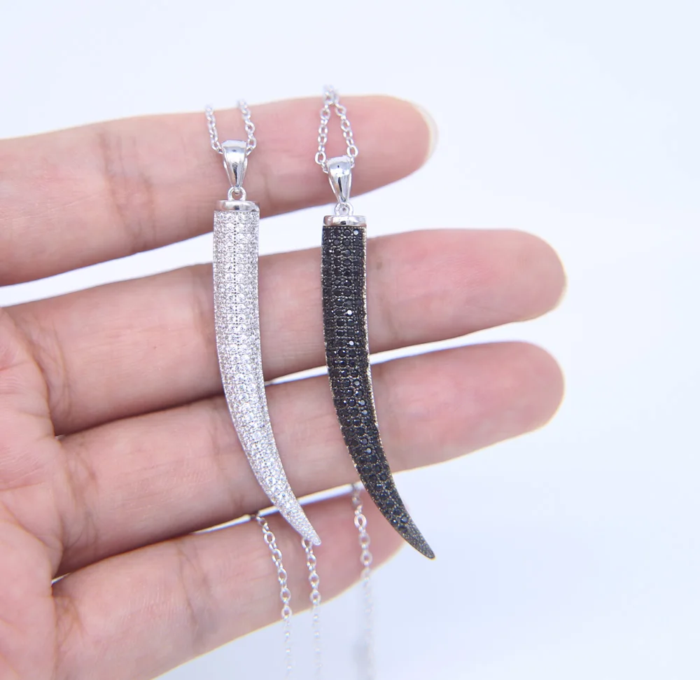 Vintage Crescent Moon black Gold Color Chain 925 silver Necklaces For Women Ethnic Ox Horn Two Layers Charm Jewelry | Украшения и