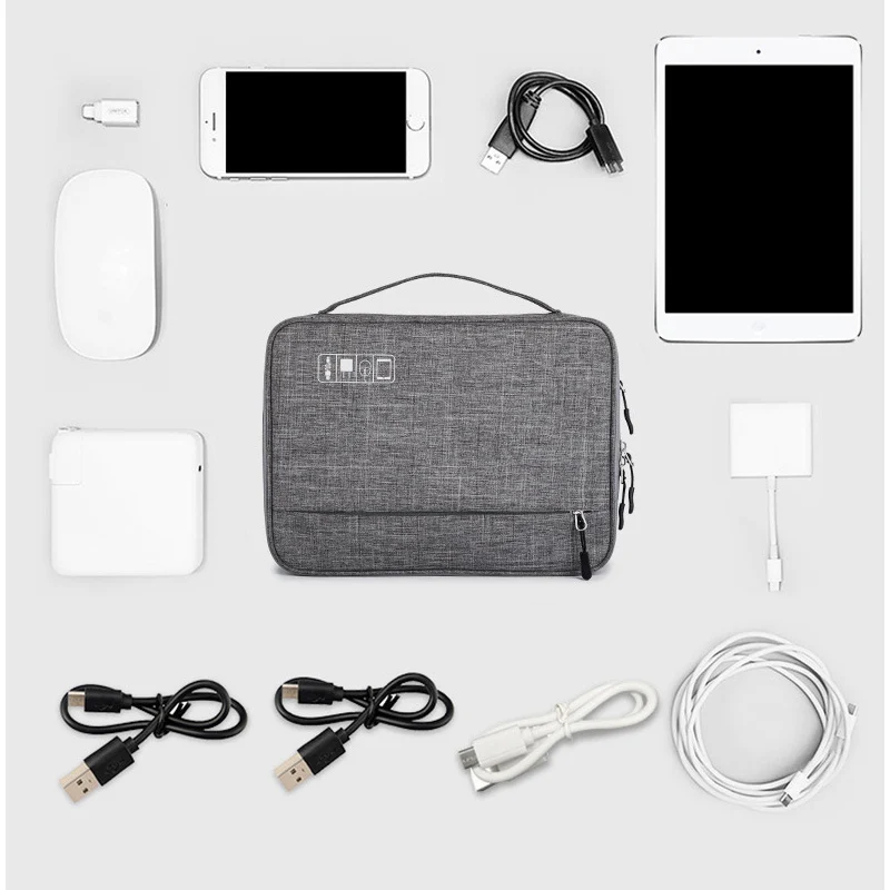 Двухслойная цифровая сумка для хранения портативная многофункциональная