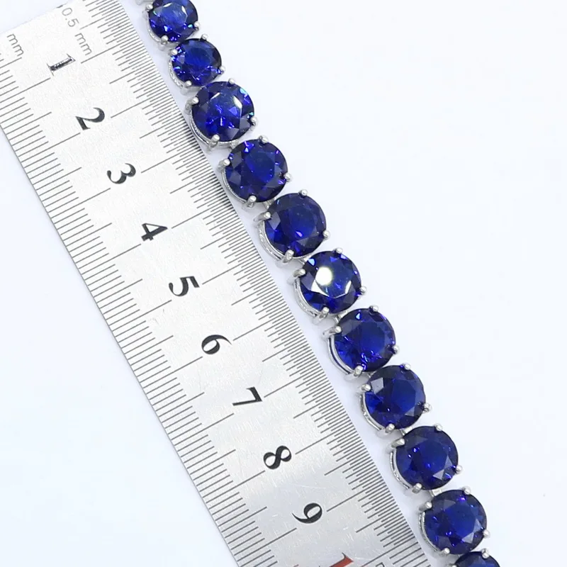 Ожерелье серебряное для женщин колье темно-синее полудрагоценное свадебная