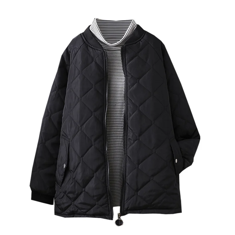 

Черная осенне-зимняя парка для женщин большого размера, однотонные женские куртки и пальто на молнии с длинным рукавом, Женская куртка, нови...