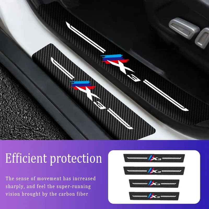 

4Pcs Car Stickers Car Threshold For BMW X3 2010-2020 2021 Anti Scratch Door Sill Protector ​Protection Carbon Fiber Car Stylin