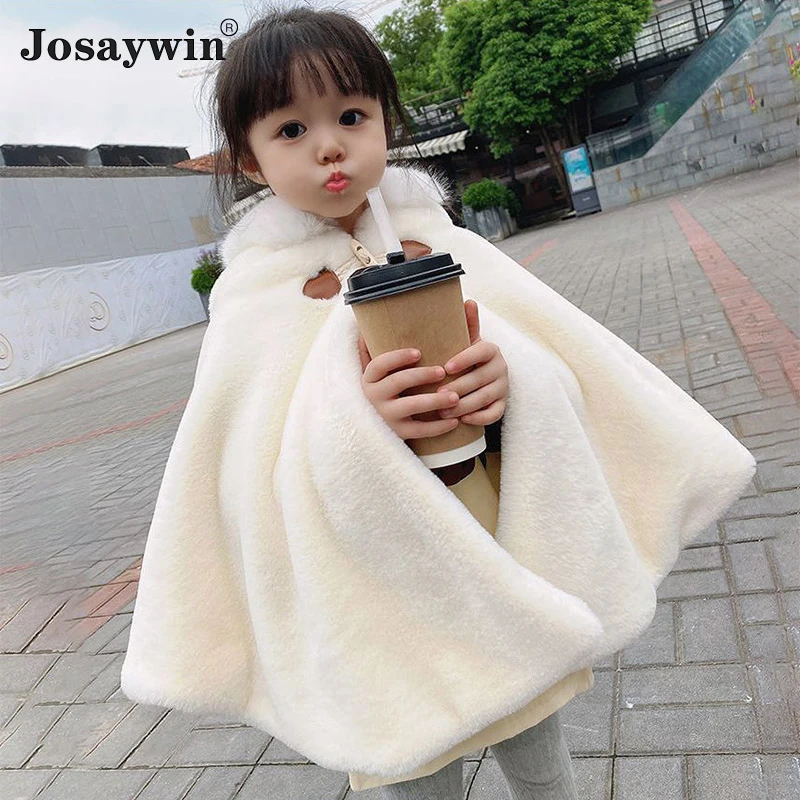 Winter Children Jacket Coat Girls Kids Shawl Cloak Parkas Velvet Lamb Wool Fleece Coats for Girls Outerwear Coat for Girls