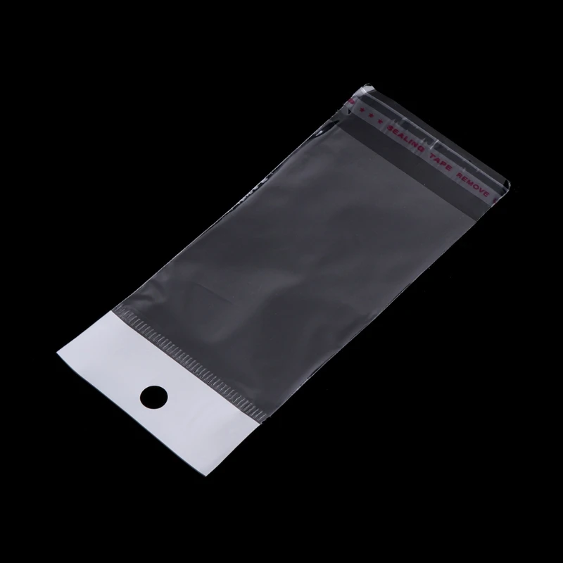 

87HC 100Pcs/Set Plastic Packing Bag Transparent Self Adhesive Jewelry Seal 6x12cm