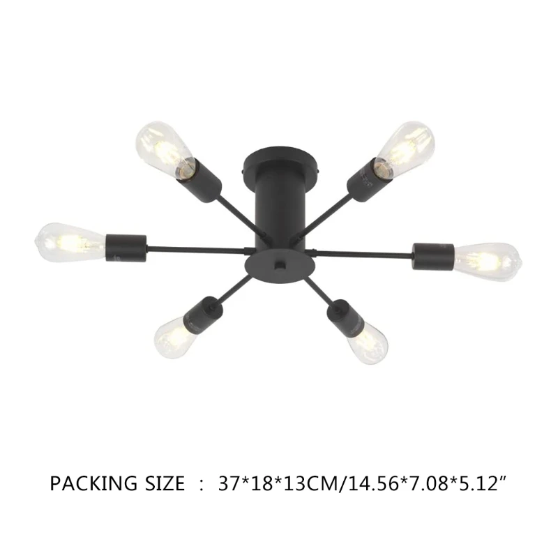 

6 Light Chandelier Mid Century Chandelier Black Ceiling Lamps Fixture Pendant Lights for Kitchen Dining Room Living Room