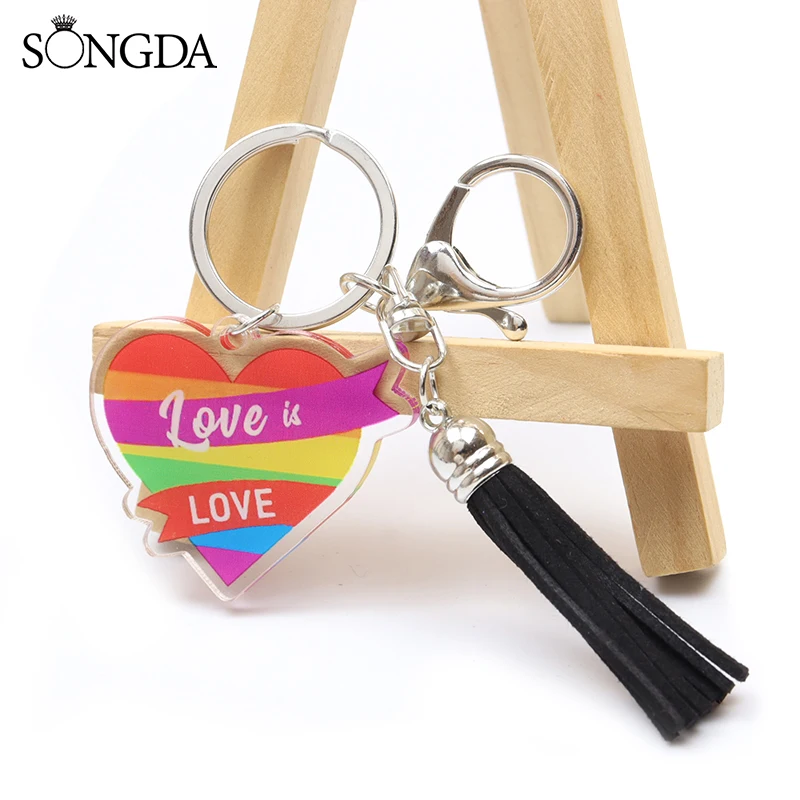 Гей гордость ЛГБТ флаг Радужное сердце акриловый брелок Бесконечность любовь
