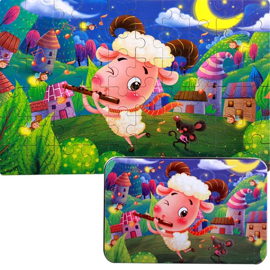 Sheep Железная коробка для хранения деревянные головоломки 60 шт./кор. 12 китайского зодиака деревянные головоломки для детей детские игры игрушки деревянные головоломки игрушки - Цвет: Sheep