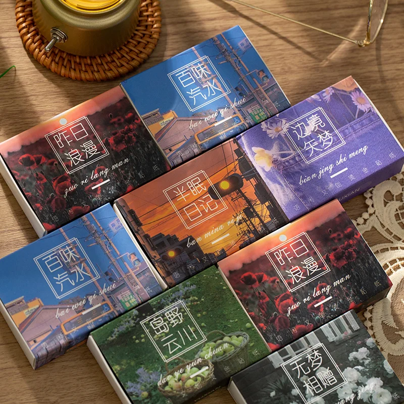 

60pcs Matchbox Aesthetic Stickers Romantic landscape Decorative Sticker DIY Diary Album Scrapbooking material Labels