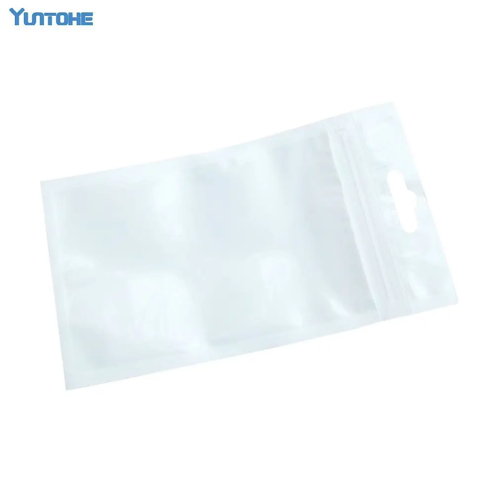 Белый + прозрачный самоблокирующийся пластиковый упаковочный пакет на молнии