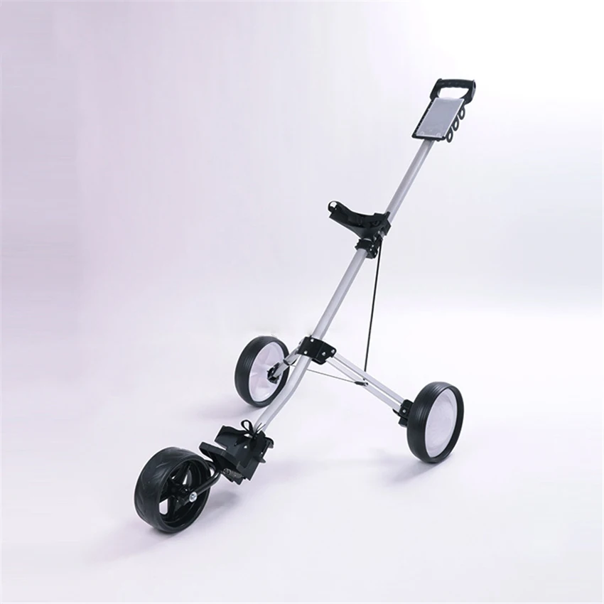 Bag Pull Cart Folding Aluminum Golf Trolley Supplies With Three Black Wheels