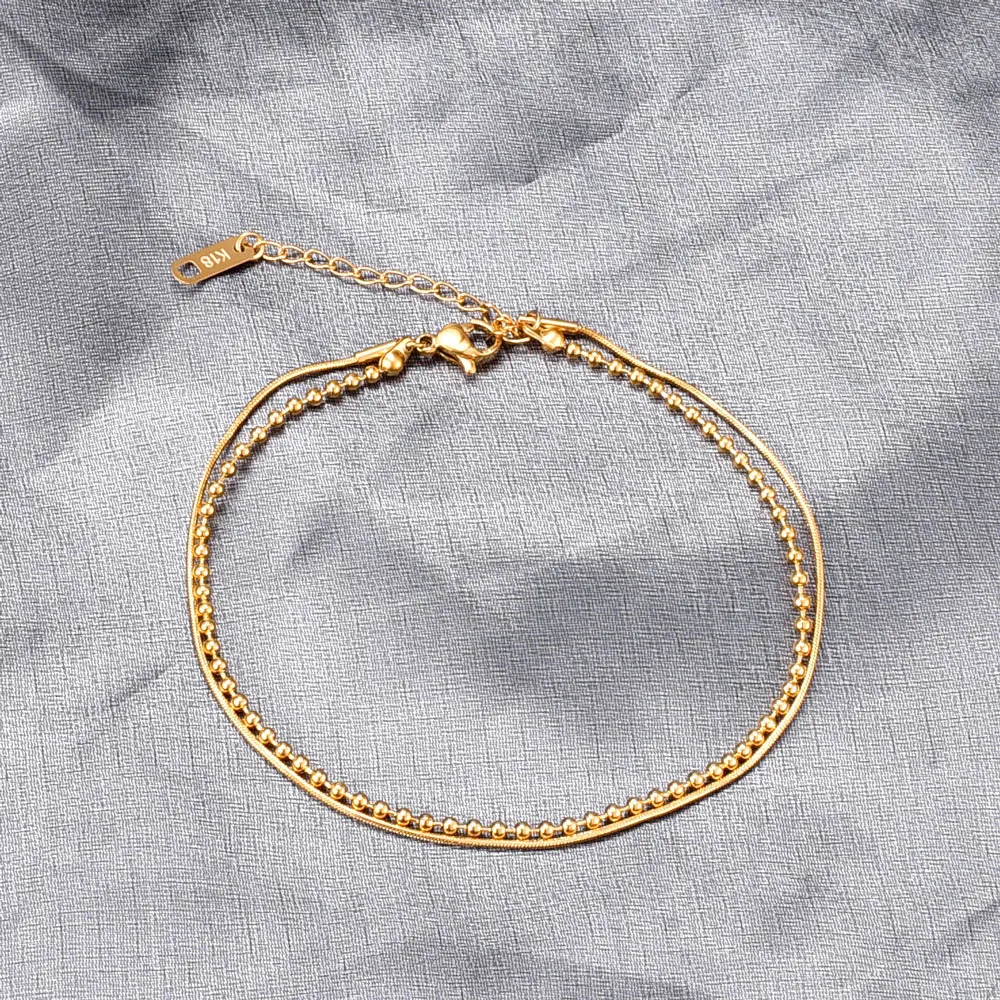 

2020 Fashion Gold Plated Double Snake Chain Bracelet Popular Woman girl Stainless Steel Jewelry Accessories Free Shipping