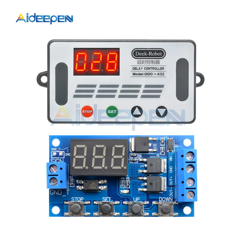 DC 5 V-30 V двойной МОП-реле задержки времени высокий уровень триггера светодиодный цифровой дисплей цикл переключатель времени цепи 12V 24V 0-999