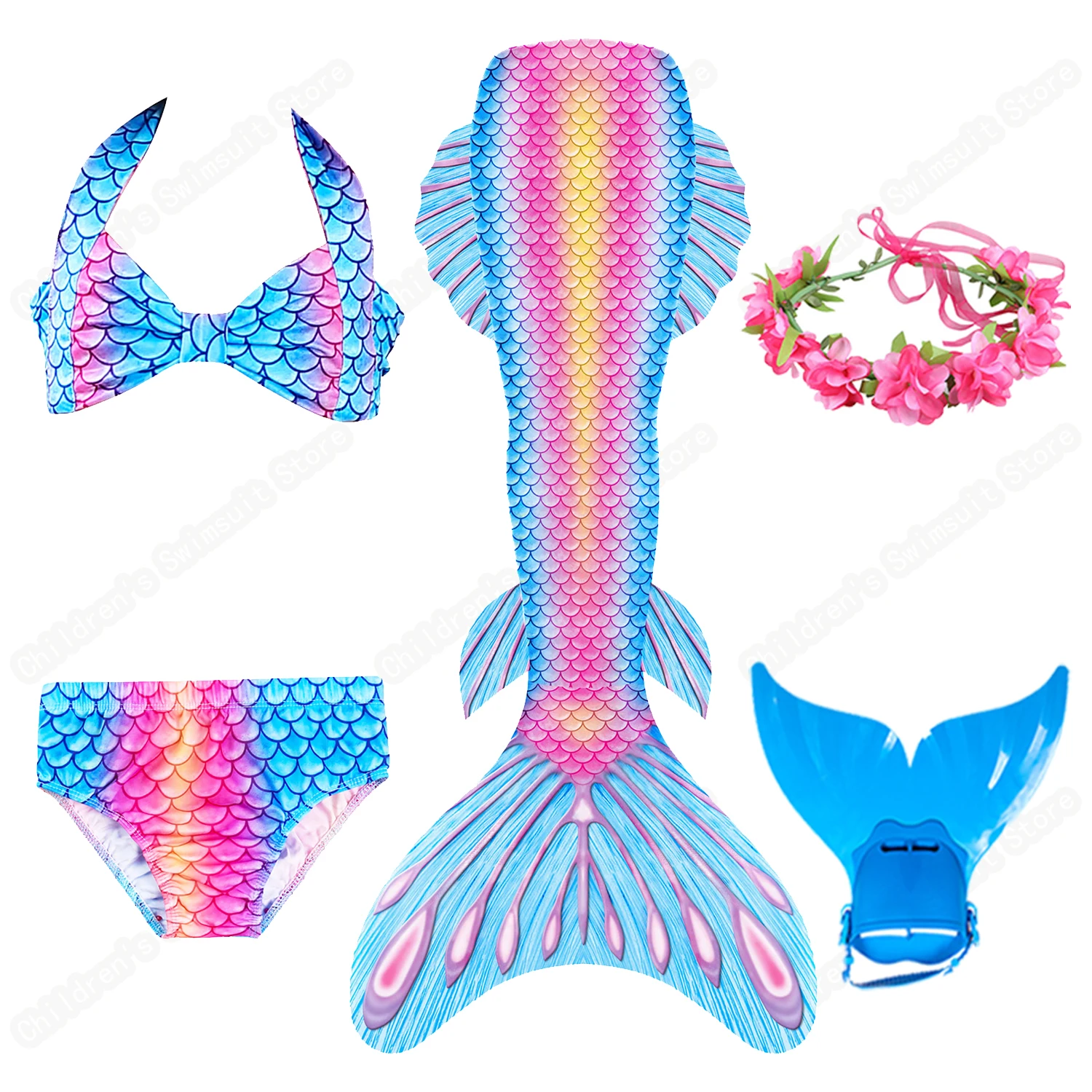 

Cosfans Children's The Little Mermaid Princess Cosplay Costume For Comic Exhibition Girls Mermaid Tail Split Swimsuit Bikini