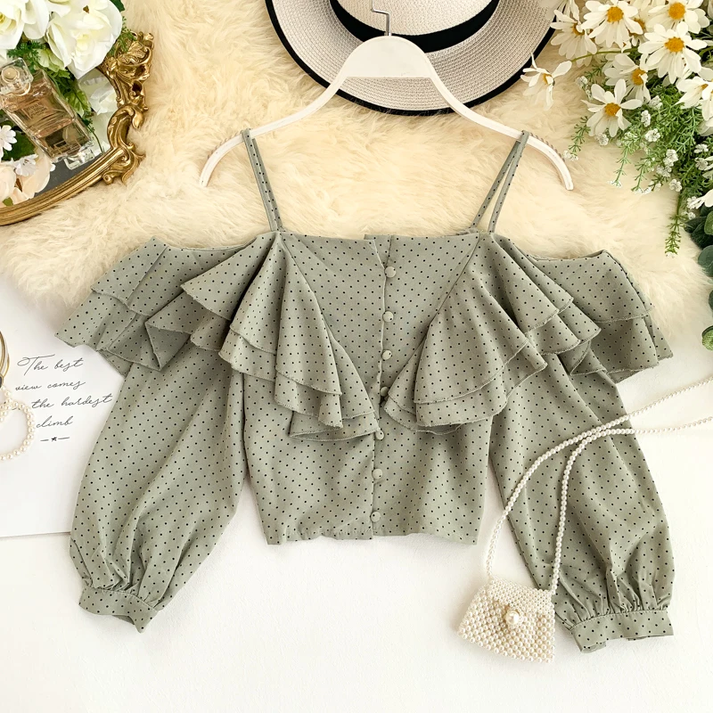 2019 Новая модная женская одежда осенняя шифоновая рубашка с волнистым вырезом