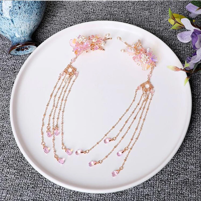 

2021 Costume Headdress Hairpin Hair Clasp Ancient Classical Decoration Step Shake Stick Tassel Hanfu Cosplay Hair Accessories