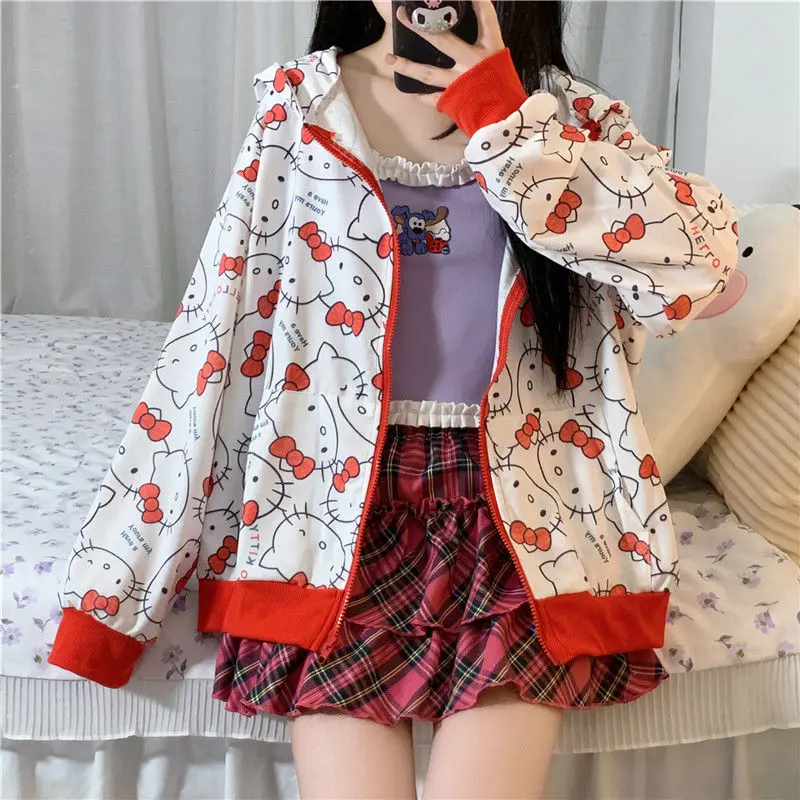 

2021 New Autumn Women's Jackets Harajuku Women's Coat Cardigan Sweatshirt With Zipper Loose Kawaii Cartoon Print Women Clothes