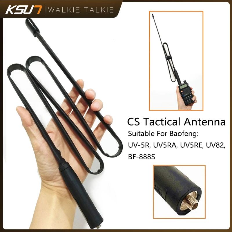 

CS Tactical Antenna For Walkie Talkie Baofeng UV-5R UV-82 SMA-Female Connector VHF UHF 144/430Mh Foldable Ham CB Radio