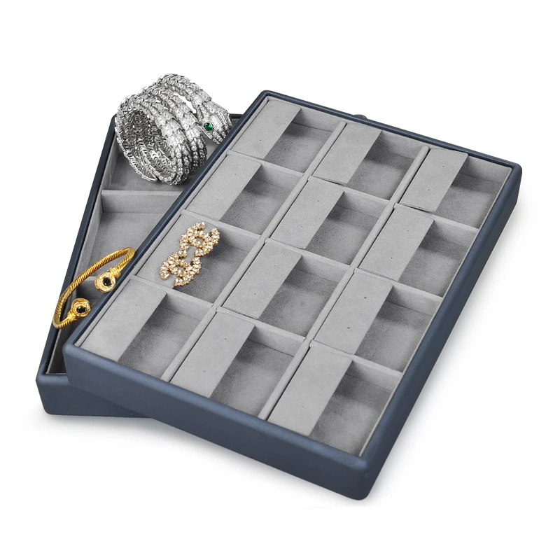 Oirlv PU Leather Necklace Bracelet Watch Tray Ring Earrings Jewelry Organizer Jewelry Tray Display Props Photo Shoots