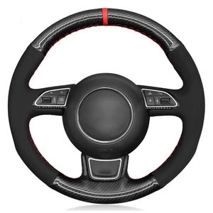 car steering wheel cover black carbon fiber suede for audi a1 a3 a4 2015 2016 a7 2012 2018 s7 2013 2018 rs7 2014 2015 free global shipping