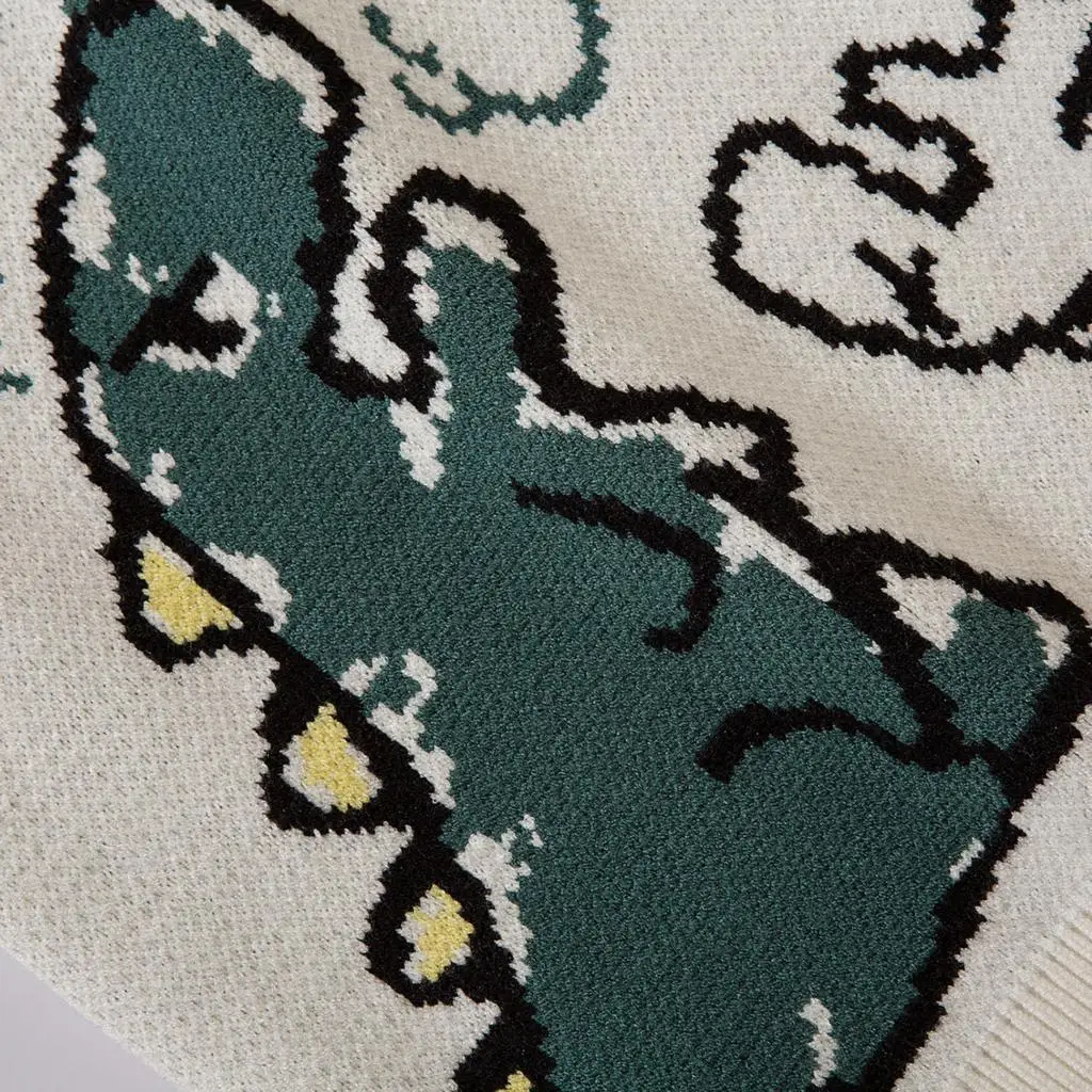 Трикотажный жилет в стиле Харадзюку мужские топы с рисунком динозавра и граффити