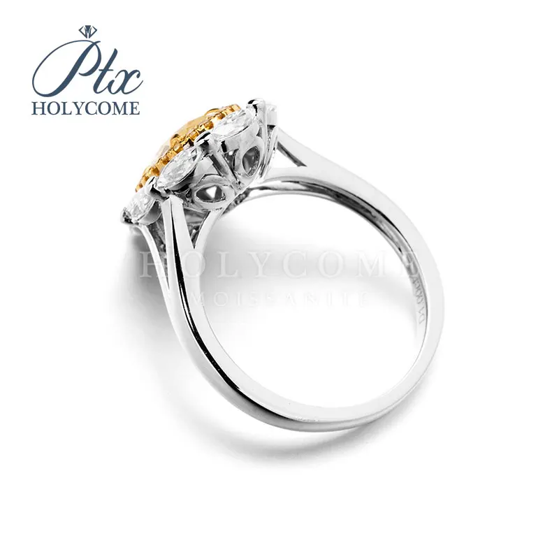 

14K White Gold Sumptuous Primitive and Elegant Yellow Moissanite Ring Jewelry Factory Black Friday Discount Merry Christmas