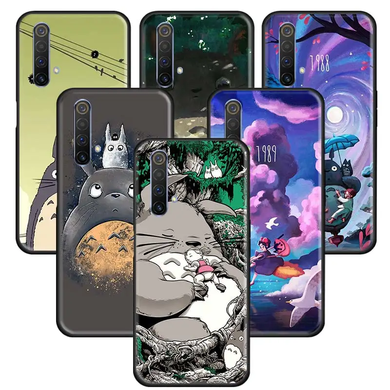 Чехол для телефона Totoro Studio Ghibli черный силиконовый чехол Realme 6 6i 5 5i C3 XT X2 X50 Pro Narzo 10A 10