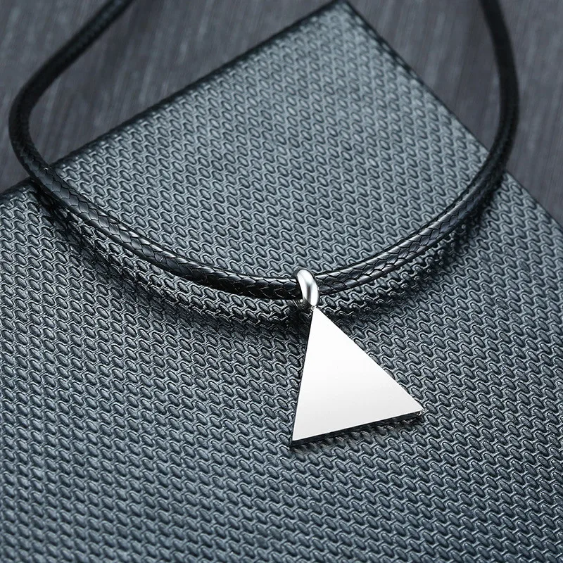 ZORCVENS Silver Color Stainless Steel Rainbow Triangle Pendant Necklace for Man Jewelry Black Cord Wedding Gift | Украшения и