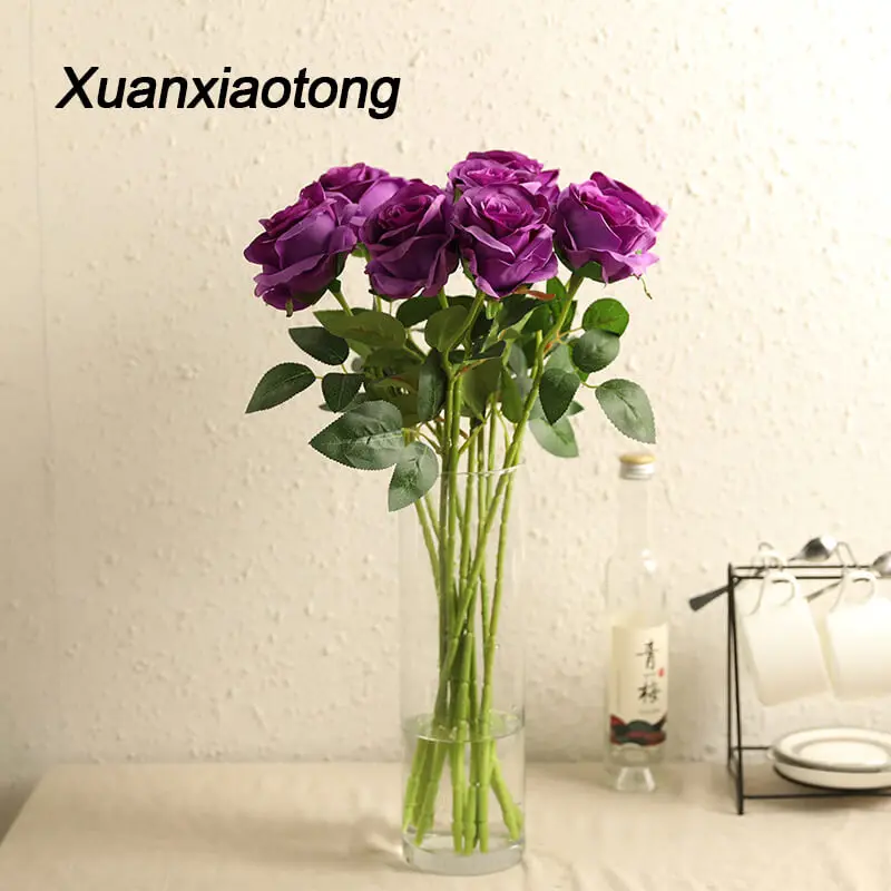 Xuanxiaotong 5 шт. / Компл. Фиолетовая Роза Искусственный Шелк Цветы Букет Свадьба Венок