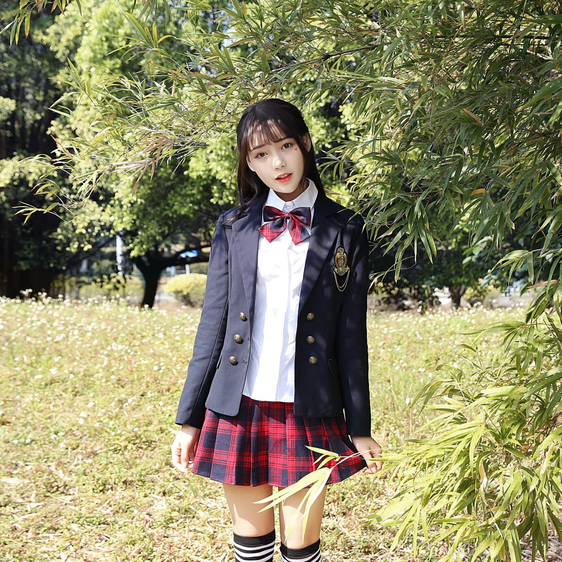 

2021 Autumn Japanese School Uniforms College Wind Girls Lovely Long-length Shirt+coat+skirt +tie Sets Cosplay JK Costume Series