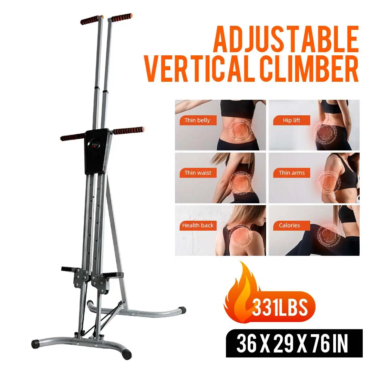 

331lbs Vertical Climber Climbing Machine Foldable Stepper Stair Machine Cardio Exercise Home Gym Workout Fitness Equipment