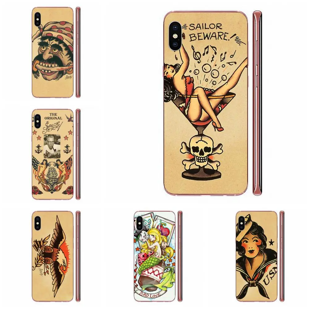 Сейлор Джерри тату винтажные мобильные чехлы для Samsung Galaxy Note 5 8 9 S3 S4 S5 S6 S7 S8 S9 S10 5G mini