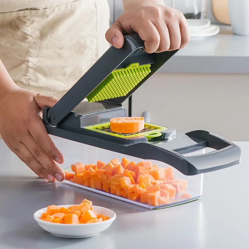 

Vegetable Cutter Fruit Slicer Shredders Carrot Grater Chopper 6 in 1 Gadgets Slicer Peeler Drain Basket Kitchen Accessories Tool