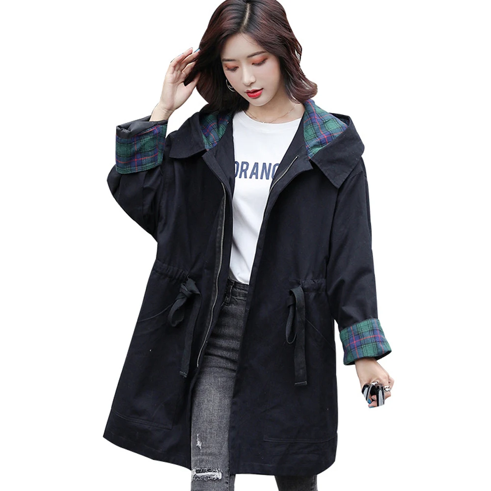 Женский длинный кардиган с капюшоном повседневный однотонный тренчкот длинным