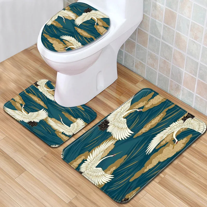 Zeegle 3pcs Bathroom Mat Set Shower Room Absorption Foot Toilet Floor Rug Carpet Flannel Bath Seat Cover | Дом и сад