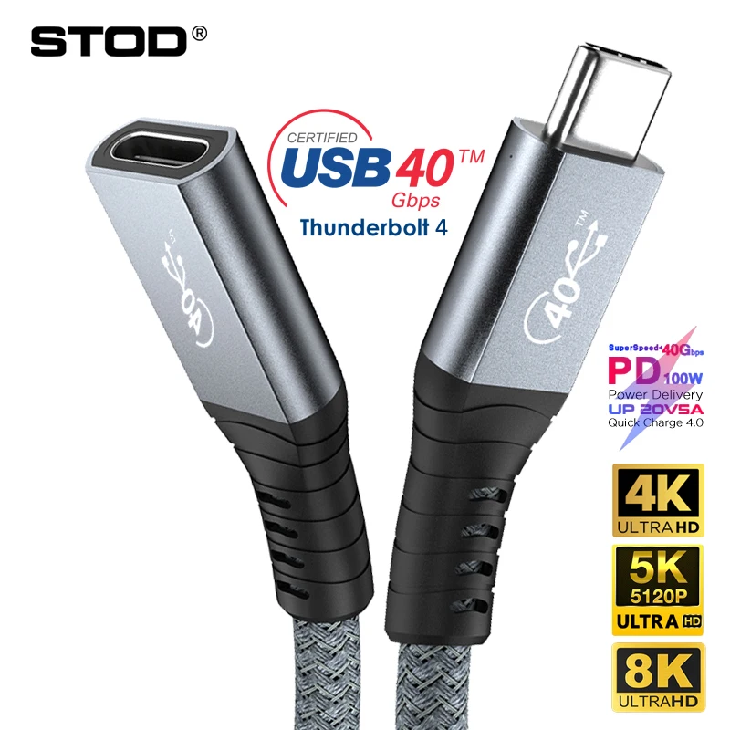Thunderbolt 3 Extension Cable 4 Type C 40Gbps USB-C Male To Female Monitor DP Video Dock Station USB4 Extend Cord | Мобильные