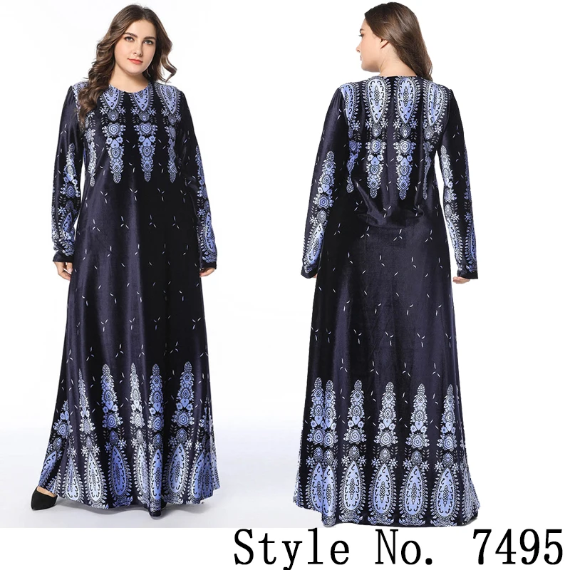 muslim long dress Мусульманский женский длинный рукав Дубайский хиджаб Макси платье Арабский Кафтан абайя скромный исламский ОАЭ пакистанский Турция кимоно Jalabiya платья - Цвет: muslim long dress