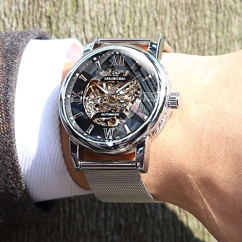 Новые модные автоматические спортивные мужские часы лучшие брендовые роскошные